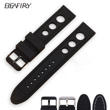 BEAFIRY Unique Hole Design 20mm 22mm 24mm Silicone Rubber Black Watch Band Strap Waterproof Watchband Sport Watches Belt 2024 - buy cheap