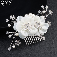 Classic Ivory white Flowers Gauze Handmade Wedding Hair Accessories Women Hair Combs Bridal Hair Ornaments Blossom Headpieces 2024 - buy cheap