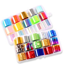 Nail Art Holographic Foil 10 Rolls 2.5*100cm Colorful Laser Starry Sky Broken Cracked Foil Stickers Transfer Decals Decoration 2024 - buy cheap
