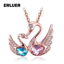 ERLUER Fashion Jewelry Bijoux Femme Swan Charm Pendant Necklace For Women Girl Rose Gold Color Crystal Necklaces & Pendants Gift 2024 - buy cheap
