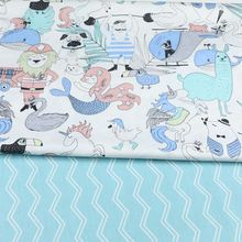 160CM*50CM cotton cartoon nordic wind alpaca mermaid unicorn swan blue chevron fabric for DIY kid bedding cushion handwork decor 2024 - buy cheap