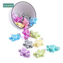 Bopoobo 3pc Silicone Tortoise Beads Food Grade Silicone Cartoon Teether DIY Teething Nursing Necklace Accessories Beads Teethers 2024 - buy cheap