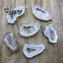 Nature  Agates Geode Druzy Slice Conector,Natural Agat Drusy Geode Slice Pendant For Jewelry Making MY1689 2024 - buy cheap