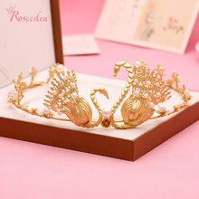 Special Design Retro Double Gold Swan wedding  Tiaras and crowns  Bridal Hair Accessories RE300 2024 - buy cheap