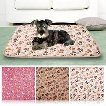 Cat Dog Puppy Pet Bone Paw Print Warm Coral Fleece Mat Set Soft Blanket Bed Pad 2024 - buy cheap