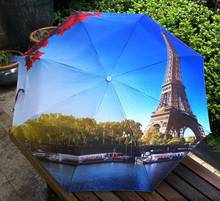 2015 hot sale  oil painting umbrella Eiffel tower  patten UV anti three folding good quality umbrella 2024 - buy cheap