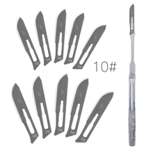 Cuchillo de bisturí con mango extendido, 10 hojas de bisturí quirúrgico, 10 #11 #12 #15 #, cuchillo quirúrgico de Animal, 1 unidad, reparación de PCB 2024 - compra barato