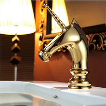 Basin Faucets Unique Fashion Bathroom Horse Head Faucet Golden Brass Deck Mounted Single Long Handle Toilet  Mixer Taps 855753 2024 - buy cheap