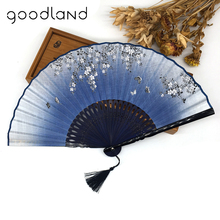 Free Shipping 5pcs Linen Bamboo Chinese Floral Print Pocket Fan with Gift Bag Tassel Wedding Gifts for Guests Deco Mariage 2024 - buy cheap