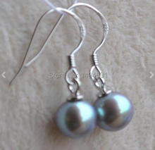 Wholesale Pearl Earrings - AAA 7MM Gray Color Round Shape Natural Freshwater Pearl Dangle Earrings - Wedding Party Jewelry. 2024 - buy cheap