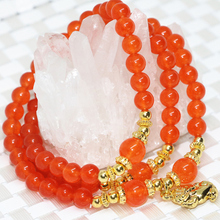 Top quality unique ethnic style multilayer long strand bracelets orange jades stone chalcedony 6mm round beads jewelry B2229 2024 - buy cheap
