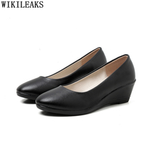 Zapatos de tacón alto con cuña para mujer, calzado elegante de oficina, color negro, fetiche 2024 - compra barato