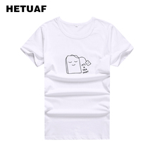 HETUAF Kawaii It's A Tea Shirt Graphic Tees Women Hippie Korean Fashion Women Tshirt Feminina Novelty O-neck Cute Polera Mujer 2024 - buy cheap