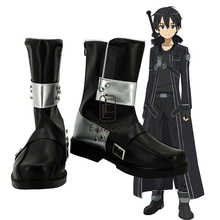 Anime Sword Art Online Kirigaya Kazuto/Kirito Cosplay Shoes Black Boots Custom Made 2024 - buy cheap