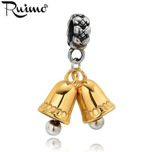 RUIMO-colgantes de campana de oro para mujer, pulseras, collares, fabricación de joyas, dijes, accesorios de acero inoxidable 316L, cuentas 2024 - compra barato