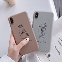 JAMULAR Cartoon Milk Tea Fitted Case For iPhone 6 6s X XS MAX XR 7 8 Plus Summer Bottle Soft Matte Phone Cover For iPhone X Capa 2024 - buy cheap