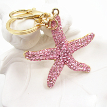 2019 Fashion full Crystal starfish Keychain for Women's bags Decoration Pendants Rhinestone Accessories Car keyrings Jewelry 2024 - buy cheap