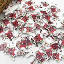 50 piezas de Papá Noel, botones de madera de Navidad, lotes de mezcla de costura, WB320 2024 - compra barato