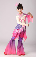 Новый дизайн китайского народного танца с длинным рукавом, Национальный костюм, классическая одежда для выступлений для девочек 2024 - купить недорого