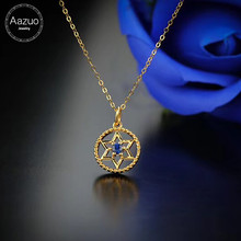 Aazuo colar pingente livre com estrela, 18k, amarelo ouro natural, azul, safira, redondo, sorte, presente para mulheres, festa de casamento, au750 2024 - compre barato