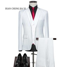 Bowith Luxury Mens Suits Jacket Pants Formal Dress Men Suit Set Wedding Suits Groom Tuxedos (Jacket+Pants+Vest) White 2024 - buy cheap