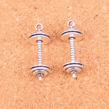 20Pcs Antique Silver Plated fitness equipment dumbbell Charms Diy Handmade Jewelry Findings Accessories 34*12*12mm 2024 - buy cheap