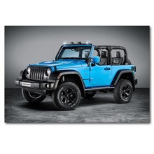 Jeeps wrangler rubicon suv, pintura azul para decoração de quarto de carro, arte e impressões em tela, faça você mesmo e emoldurado para parede de veículo 2024 - compre barato