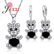 Party Accessories Shiny Crystal Women Jewelry Sets 925 Sterling Silver  Necklace Earrings Cute Bear Design Pendants 2024 - buy cheap