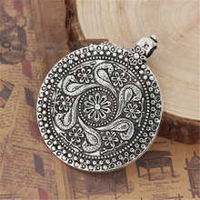 DoreenBeads Zinc Based Alloy Pendants Round silver color Carved DIY Items 71mm(2 6/8") x 59mm(2 3/8"), 1 Piece 2024 - buy cheap