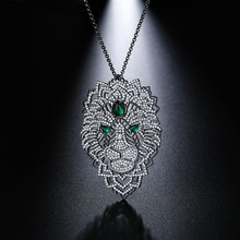 UMGODLY New Arrival Luxury Cubic Zirconia Black Dark Gray Necklaces Leaves Black Color Lion Pendant Women Fashion Jewelry 2024 - buy cheap