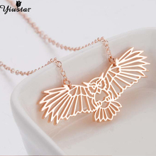 Yiustar Origami Animal Owl Necklace Pendant Women Jewelry bijoux acier inoxydable femme Geometric Necklace Bird Necklaces Gifts 2024 - buy cheap