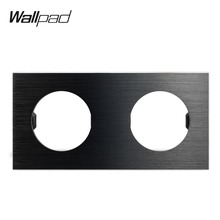 Wallpad L6 DIY Black Double Frame Brushed Aluminum Wall Switch Socket Metal Plate Free Combination, 172*86mm 2024 - buy cheap