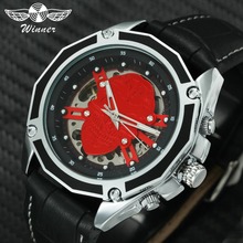 WINNER Fashion Red Skull Mechanical Men Watches Top Brand Luxury Automatic Mechanical Wristwatches Leather Strap Halloween Clock 2024 - buy cheap
