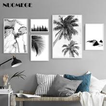 NUOMEGE-cuadro sobre lienzo para pared, cartel minimalista de Paisaje de plantas, impresiones de estilo nórdico, decoración del hogar, blanco y negro 2024 - compra barato