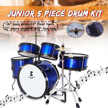 Kids Junior Drum Set 5 Pcs Complete Cymbals Size 16" Black New Drum Musical Instruments Play Learning Educational Toy Gift 2024 - buy cheap