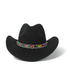 Lã criança Oco Ocidental do Chapéu de Vaqueiro Brim Roll-up Da Menina do Menino Outblack Sombrero Hombre Jazz Cap Tamanho 52- 54 2024 - compre barato