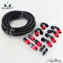 AN8 Stainless/Nylon Braided OIL/FUEL line/hose Black +Fitting Hose End Adaptor KIT 8AN 2024 - buy cheap