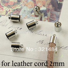 FREE SHIP 1000pc Dull silver plated/Rhodium plated crimp tips cord end caps for leather cord 2mm 2024 - buy cheap