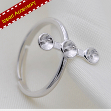 S925 Prata Esterlina 3 Peças Pérola Beads Jóias Anéis Mulheres Anéis Achados DIY Prata 3 Pçs/lote Super Simples Anéis de Design Acc 2024 - compre barato