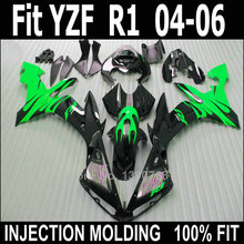 Kit de carenado personalizado libre de moldeo por inyección para Yamaha YZF R1 04 05 06, juego de carenados verde y negro YZFR1 2004 2005 2006 LV40 2024 - compra barato