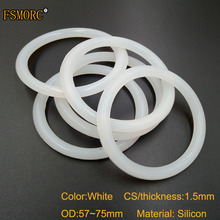 50pcs white and red silicon o-rings 1.5mm Thickness OD 57 58 60 62 65 67 70 72 75mm Food Grade Seals gasket no poison o ring 2024 - buy cheap