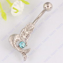 Mermaid Belly ring body jewelry Piercing belly bar Lady navel ring belly bar Retail 14G 316L surgical steel bar Nickel-free 2024 - buy cheap