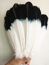 New Wholesale 10 pcs beautiful dyed black and white feather Turkey feathers 25 to 30 cm feather clothing/headwear decoration 2024 - buy cheap