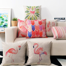 Fronha com flamingo para travesseiro, capa de almofada decorativa de flamingo estilo nórdico, rosa, vermelho, geométrico, rosa, casa, escritório 2024 - compre barato