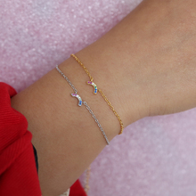sweet cute girl gift jewelry wholesale helf circle geometric rainbow shape colorful cz link chain bracelet charming 2024 - buy cheap