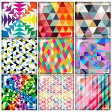 Triangles colorful pattern Square glass cabochon mixed 12mm/20mm/25mm/30mm Size flat back DIY Jewelry Findings Components FB0004 2024 - buy cheap