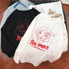 Camiseta de manga larga para mujer, ropa Harajuku con estampado divertido, informal, holgada, blanca, básica, Tops 2024 - compra barato