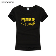 Camiseta con estampado de vino para mujer, Tops de manga corta a la moda, ropa de marca de amor para mujer 2024 - compra barato