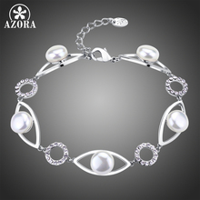 AZORA-pulsera de eslabones con cristales austríacos para mujer, brazalete transparente, Ojo de perla, joyería TS0196 2024 - compra barato