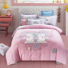 Winnie Queen King 4Pcs Lovely Cartoon Bedding sets 100% Cotton Sanding Duvet cover Bed sheet set hello kitty Panda pink Rabbit 2024 - buy cheap